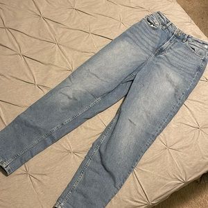 High waisted straight leg jeans